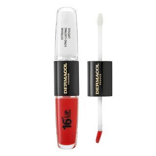 Dermacol 16H Lip Colour Extreme Long-Lasting Lipstick ruj si luciu de buze cu persistenta indelungata 2 in 1 No. 04 8 ml