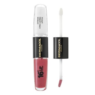 Dermacol 16H Lip Colour Extreme Long-Lasting Lipstick ruj si luciu de buze cu persistenta indelungata 2 in 1 No. 12 8 ml