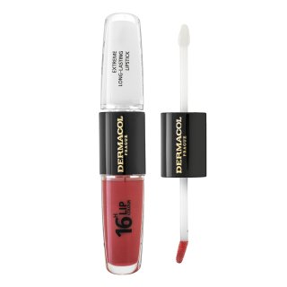 Dermacol 16H Lip Colour Extreme Long-Lasting Lipstick ruj si luciu de buze cu persistenta indelungata 2 in 1 No. 28 8 ml