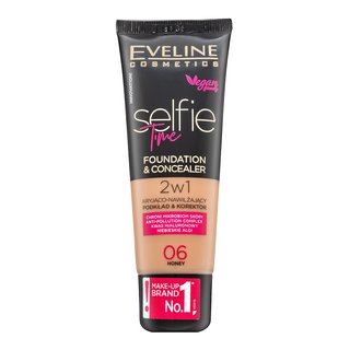Eveline Selfie Time 2in1 Foundation & Concealer 06 Honey machiaj persistent 2în1 30 ml