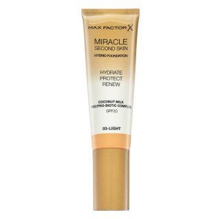 Max Factor Miracle Second Skin Hybrid Foundation SPF20 machiaj persistent cu efect de hidratare 03 Light 30 ml