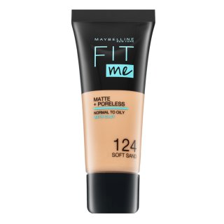 Maybelline Fit Me! Foundation Matte + Poreless fond de ten lichid cu efect matifiant 124 Soft Sand 30 ml