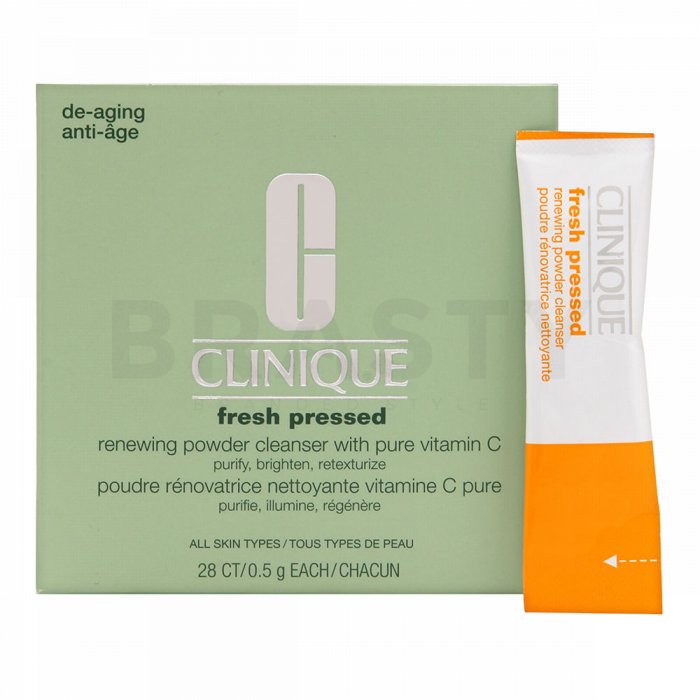 Clinique Fresh Pressed Renewing Powder Cleanser With Pure Vitamin C ser cu efect de iluminare și întinerire cu vitamina C pentru o pile luminoasă și uniformă 28x0,5 ml