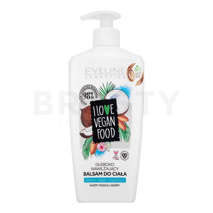 Eveline I Love Vegan Food Body Balm Coconut/Almond Oil loțiune hidratantă pentru corp pentru toate tipurile de piele 350 ml