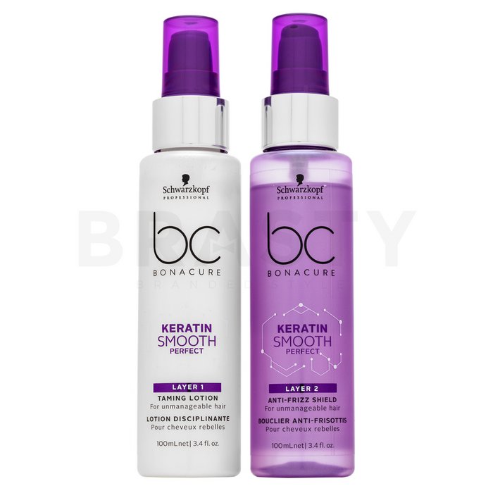 Schwarzkopf Professional BC Bonacure Keratin Smooth Perfect Duo Layering îngrijire fără clătire î pentru păr indisciplinat 100 ml +100 ml