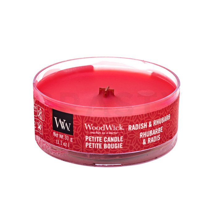 Woodwick Radish &amp; Rhubarb lumânare parfumată 31 g